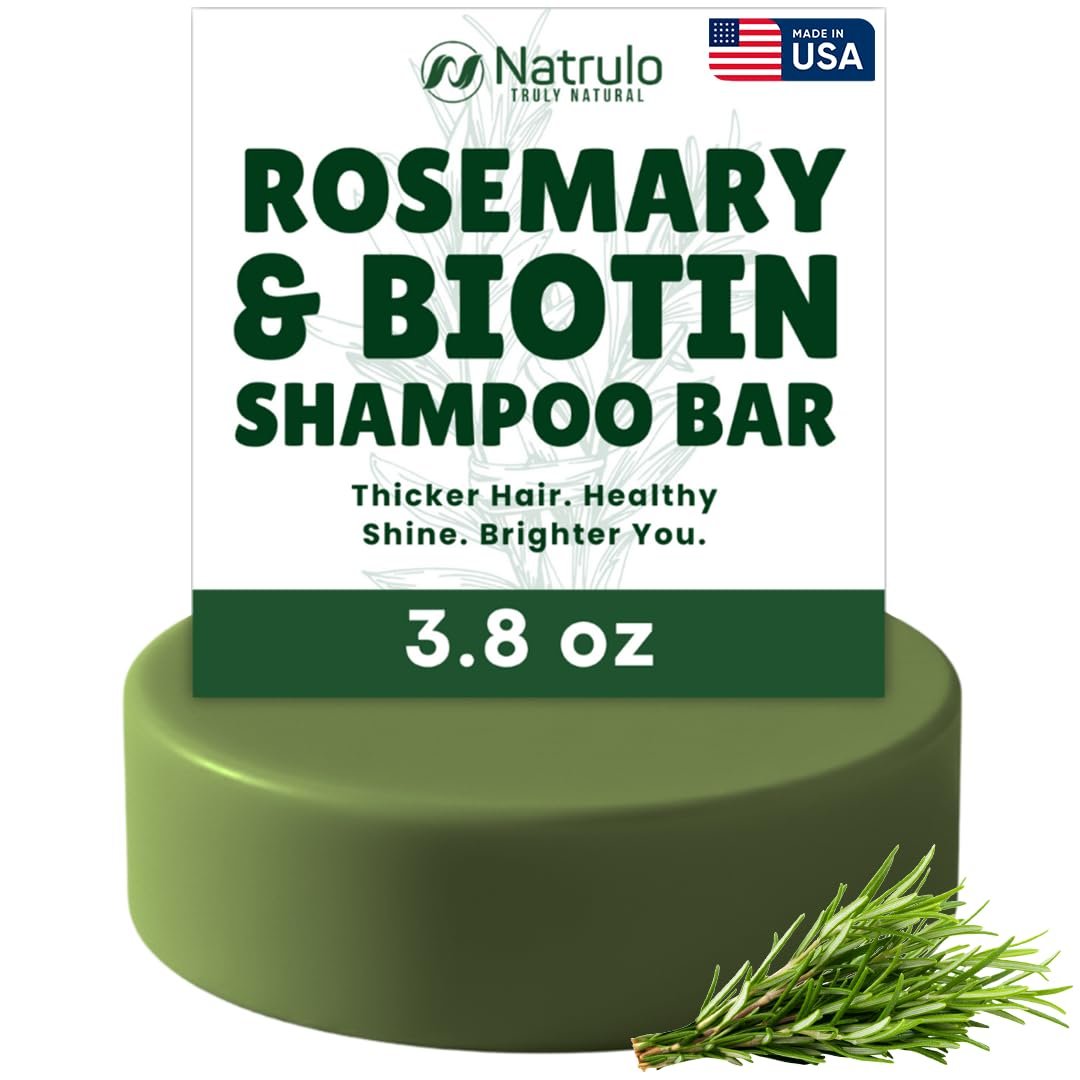 Rosemary Biotin Shampoo Bar – Haarwachstum & Haarverdichtung für Frauen & Männer – Feste Shampoobar gegen dünner werdendes Haar, Tiefenreinigung der Kopfhaut – Natürlich, Plastikfrei, Hergestellt in den USA
