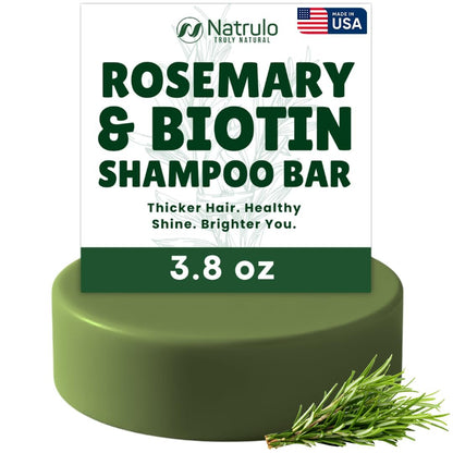 Rosemary Biotin Shampoo Bar – Haarwachstum & Haarverdichtung für Frauen & Männer – Feste Shampoobar gegen dünner werdendes Haar, Tiefenreinigung der Kopfhaut – Natürlich, Plastikfrei, Hergestellt in den USA