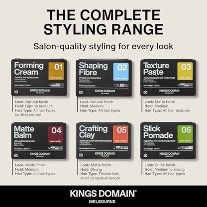 Kings Domain Melbourne Matte Balm – Ultra Matter Haarpaste für Männer mit mittlerem Halt – geschmeidige, frizzfreie Kontrolle – 3 oz Salonqualität