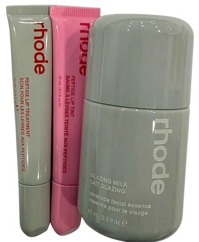 Rhode Glazed Trio Set – 3-teiliges Haut- und Lippenpflegeset mit Glazing Milk, Peptide Lip Treatment Strawberry Glaze & Peptide Lip Tint Jelly Bean