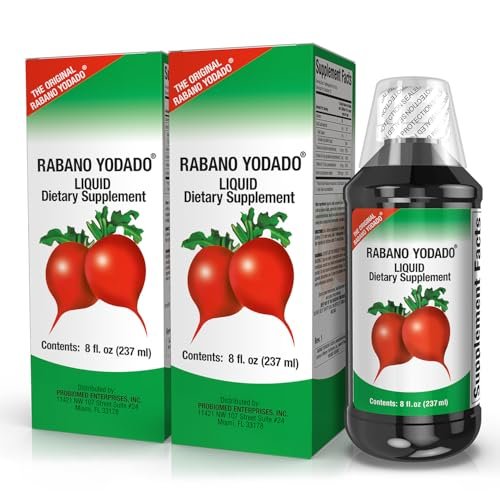 Rabano Yodado Ionisiertes Rettich-Nahrungsergänzungsmittel mit Jod, Vitamin B1, B6 & B12, Wellness & Verdauungsunterstützung, Hilft natürliche Energie & Nährstoffbilanz zu erhalten, 2er-Pack (2 x 240 ml)