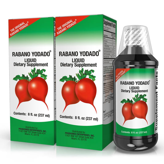 Rabano Yodado Ionisiertes Rettich-Nahrungsergänzungsmittel mit Jod, Vitamin B1, B6 & B12, Wellness & Verdauungsunterstützung, Hilft natürliche Energie & Nährstoffbilanz zu erhalten, 2er-Pack (2 x 240 ml)