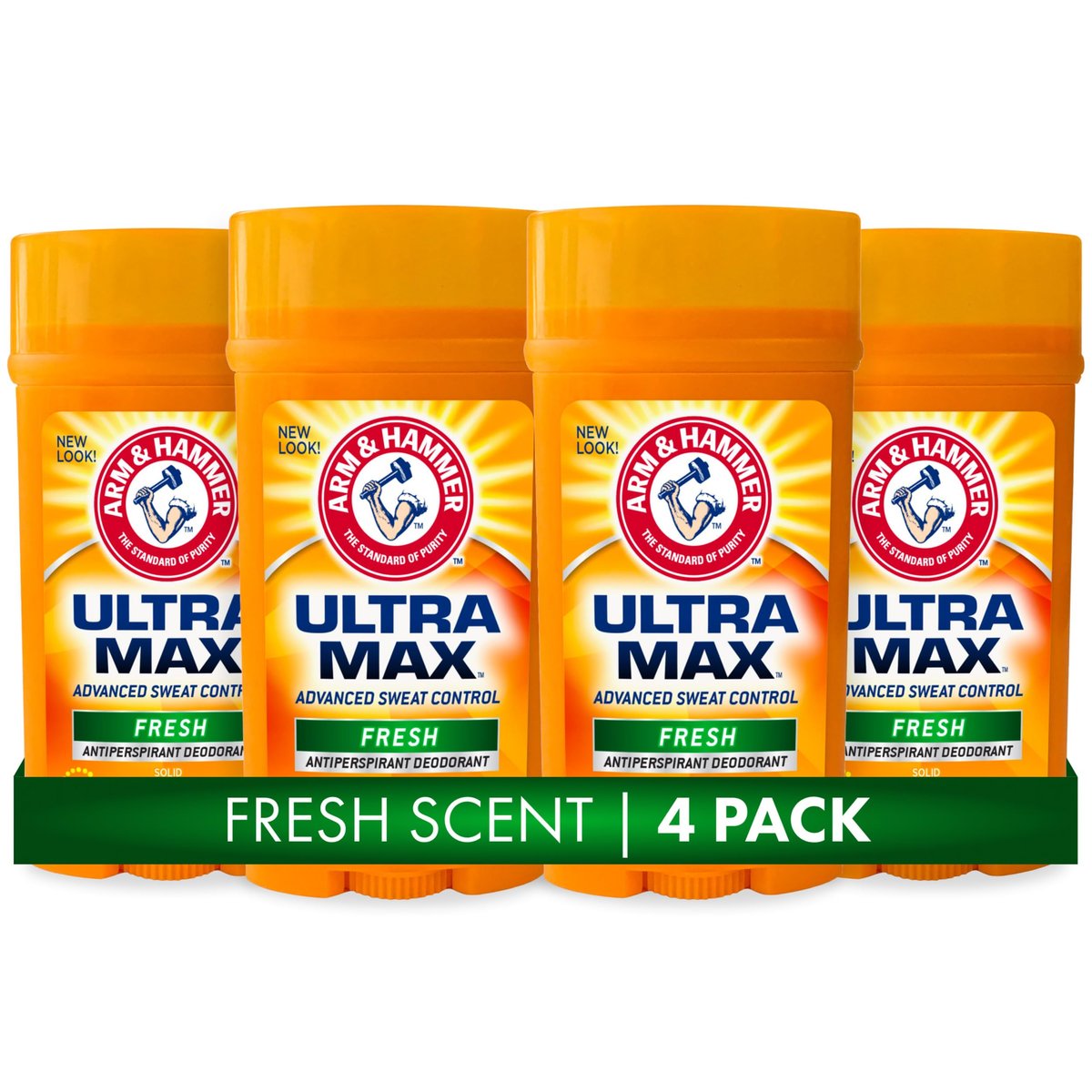 ARM & HAMMER ULTRA MAX Deodorant, Frischer Duft, Solid Stick 2,6 oz, 4er-Pack