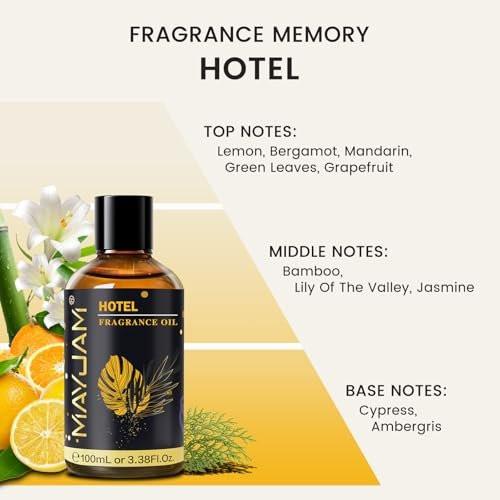 MAYJAM Hotel Duftöl Essential Oil 3,38 Fl Oz – Lang anhaltender Raumduft für Diffuser, Seifen- und Kerzenherstellung – 100 ml