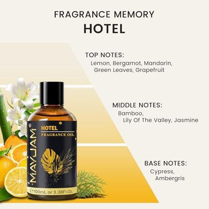MAYJAM Hotel Duftöl Essential Oil 3,38 Fl Oz – Lang anhaltender Raumduft für Diffuser, Seifen- und Kerzenherstellung – 100 ml