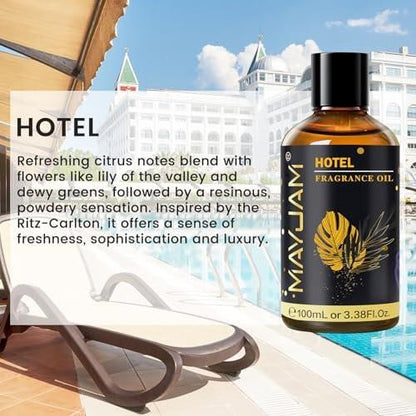 MAYJAM Hotel Duftöl Essential Oil 3,38 Fl Oz – Lang anhaltender Raumduft für Diffuser, Seifen- und Kerzenherstellung – 100 ml