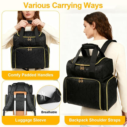 Veirdro Nagellack-Organizer-Rucksack – Hält 130 Flaschen (15 ml) & Nagellampe, extra große Aufbewahrungstasche für Nageltechniker mit 3 herausnehmbaren Taschen, schwarz