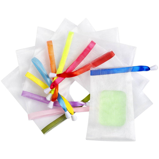 10er-Pack Seifensäckchen – Peeling-Seifenbeutel aus Mesh mit Kordelzug für Körper- und Gesichtsreinigung