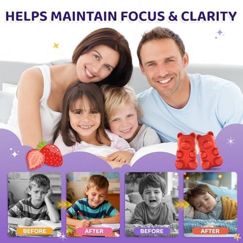 Safran Gummis für Kinder & Erwachsene, 20-in-1 Safran Ergänzung mit 88,5 mg Safran Extrakt, B6, B12, C, D3, Magnesium für Ruhe, Fokus, Nerven, Zuckerfrei, Vegan, Nicht-GVO - Erdbeergeschmack, 60 Stück