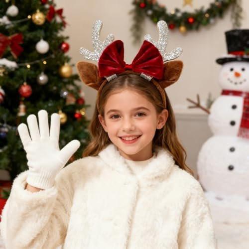 Kaefsros Rentier-Stirnband für Frauen – Weihnachts-Elchohren-Stirnband für Damen, Partyaccessoire