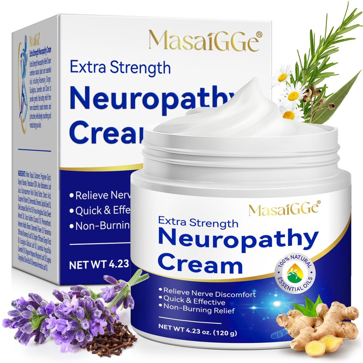 Neuropathie Creme – Maximum Stärke für Füße, Hände, Beine & Rücken – Nicht fettend, pflanzlich für Männer & Frauen