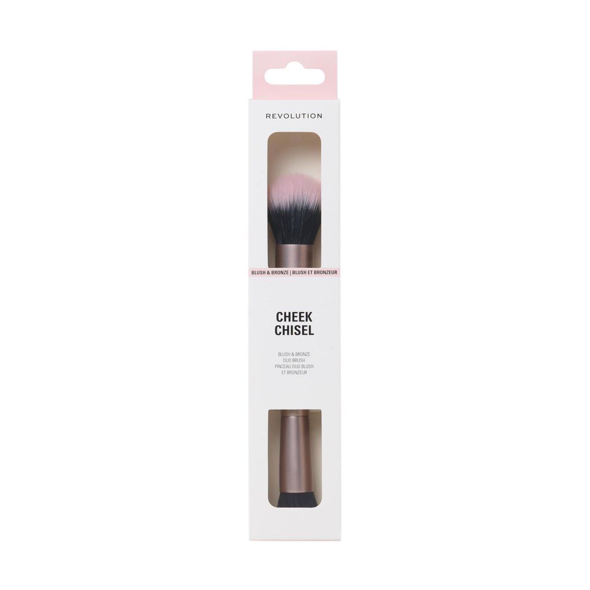 Revolution Cheek Chisel Blush & Bronze Duo Pinsel – Doppelendiger Make-up-Pinsel für Cream-Produkte, nahtloses Finish, vegan & tierversuchsfrei
