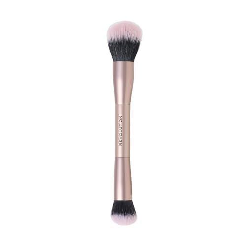 Revolution Cheek Chisel Blush & Bronze Duo Pinsel – Doppelendiger Make-up-Pinsel für Cream-Produkte, nahtloses Finish, vegan & tierversuchsfrei
