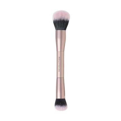 Revolution Cheek Chisel Blush & Bronze Duo Pinsel – Doppelendiger Make-up-Pinsel für Cream-Produkte, nahtloses Finish, vegan & tierversuchsfrei