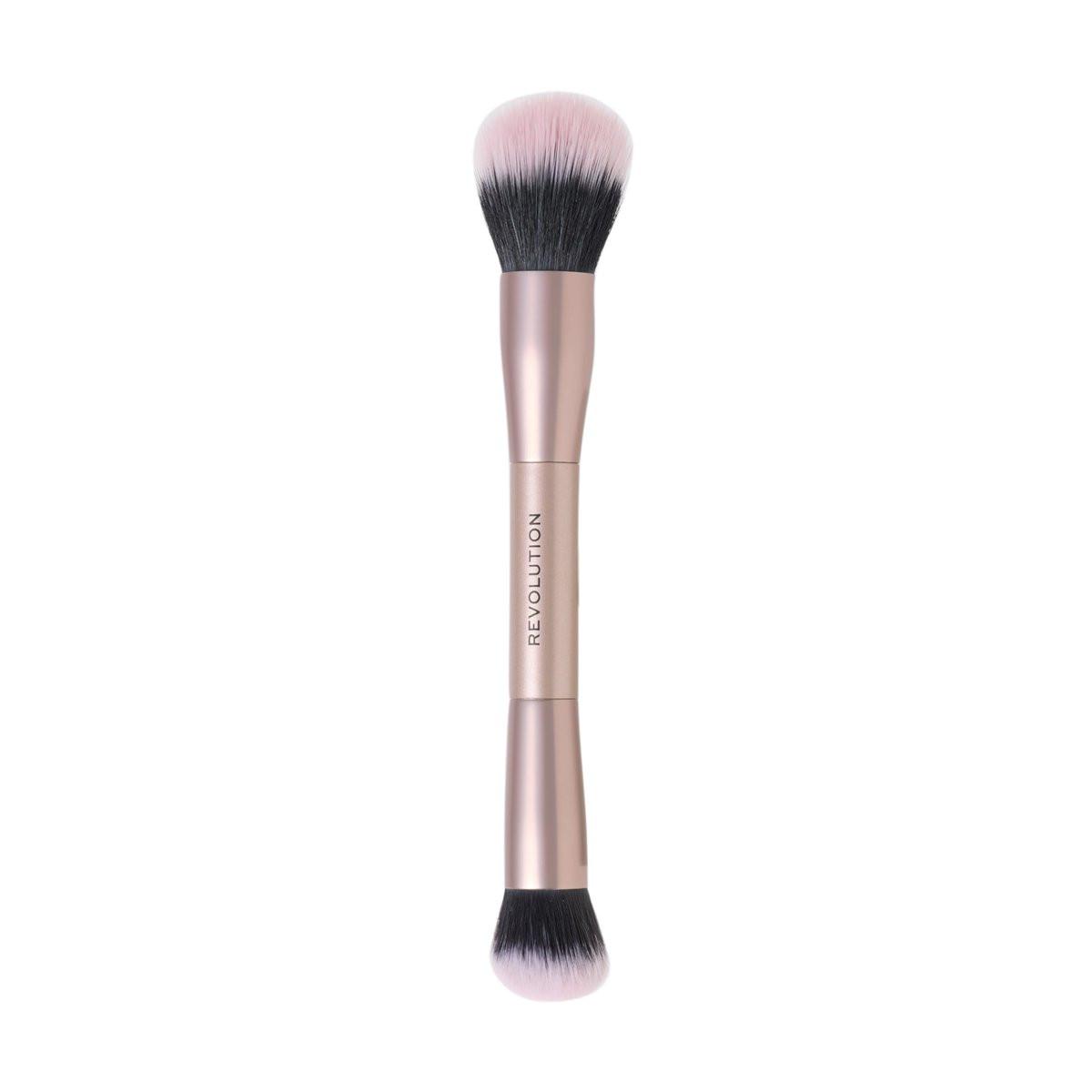 Revolution Cheek Chisel Blush & Bronze Duo Pinsel – Doppelendiger Make-up-Pinsel für Cream-Produkte, nahtloses Finish, vegan & tierversuchsfrei