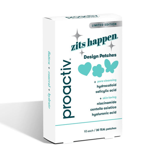 Proactiv Zits Happen Design Aknepflaster, Hydrokolloid-Fleckenbehandlung mit Salicylsäure, Herz-, Blumen- & Schmetterlingsformen, dermatologisch entwickelt, 30 Stück