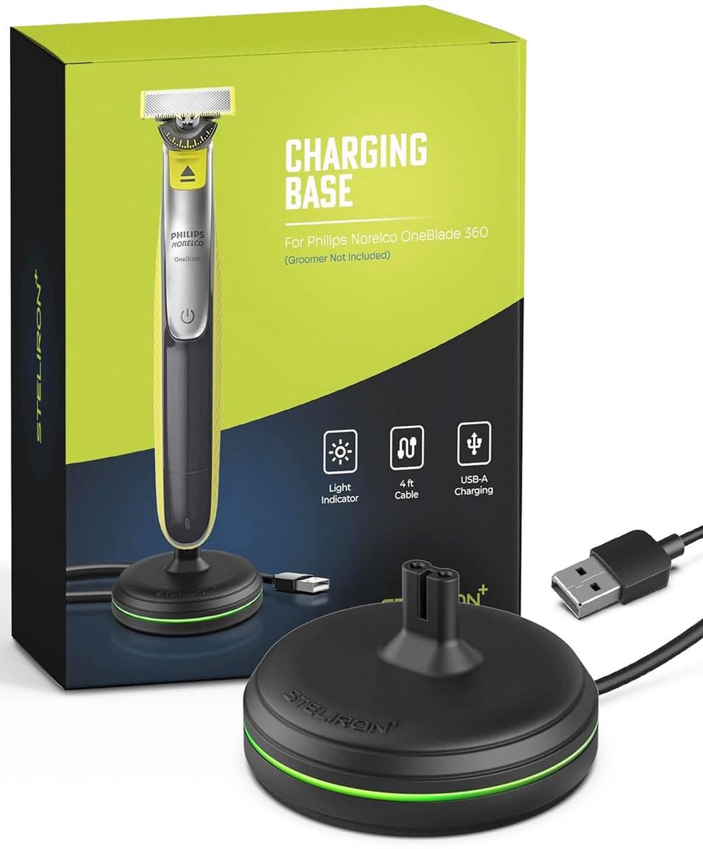 Ladeständer für Philips Norelco OneBlade 360 Rasierer - Ladestation mit LED-Anzeige und USB-Kabel kompatibel mit Modellen QP2724 und QP2834