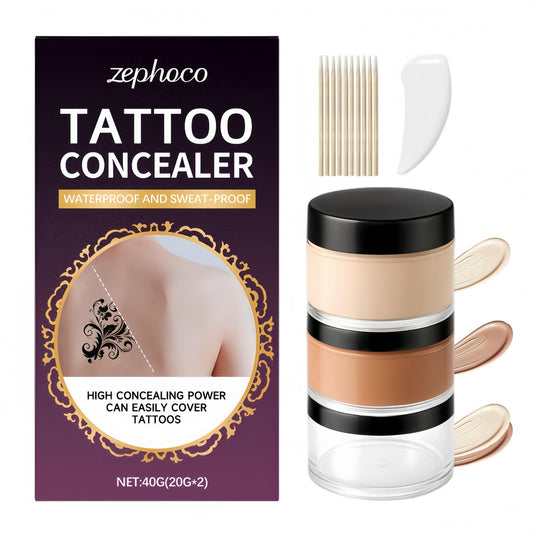 Full Coverage Tattoo Abdeckcreme – Wasserdicht, Schweißbeständiger Körper Concealer für Narben, Muttermale und dunkle Flecken – Mischbare Doppeltöne (Elfenbein & Mittel-Dunkel)