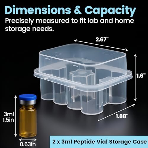KBVASOTZ 2er-Pack 3ml Peptid-Vial-Organizer für Kühlschrank - 2x10 Fächer stapelbare Kunststoffbox, sichere Aufbewahrung für Insulin, Semaglutid, Diabetesbedarf