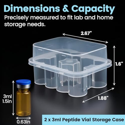 KBVASOTZ 2er-Pack 3ml Peptid-Vial-Organizer für Kühlschrank - 2x10 Fächer stapelbare Kunststoffbox, sichere Aufbewahrung für Insulin, Semaglutid, Diabetesbedarf
