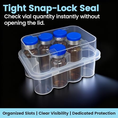 KBVASOTZ 2er-Pack 3ml Peptid-Vial-Organizer für Kühlschrank - 2x10 Fächer stapelbare Kunststoffbox, sichere Aufbewahrung für Insulin, Semaglutid, Diabetesbedarf