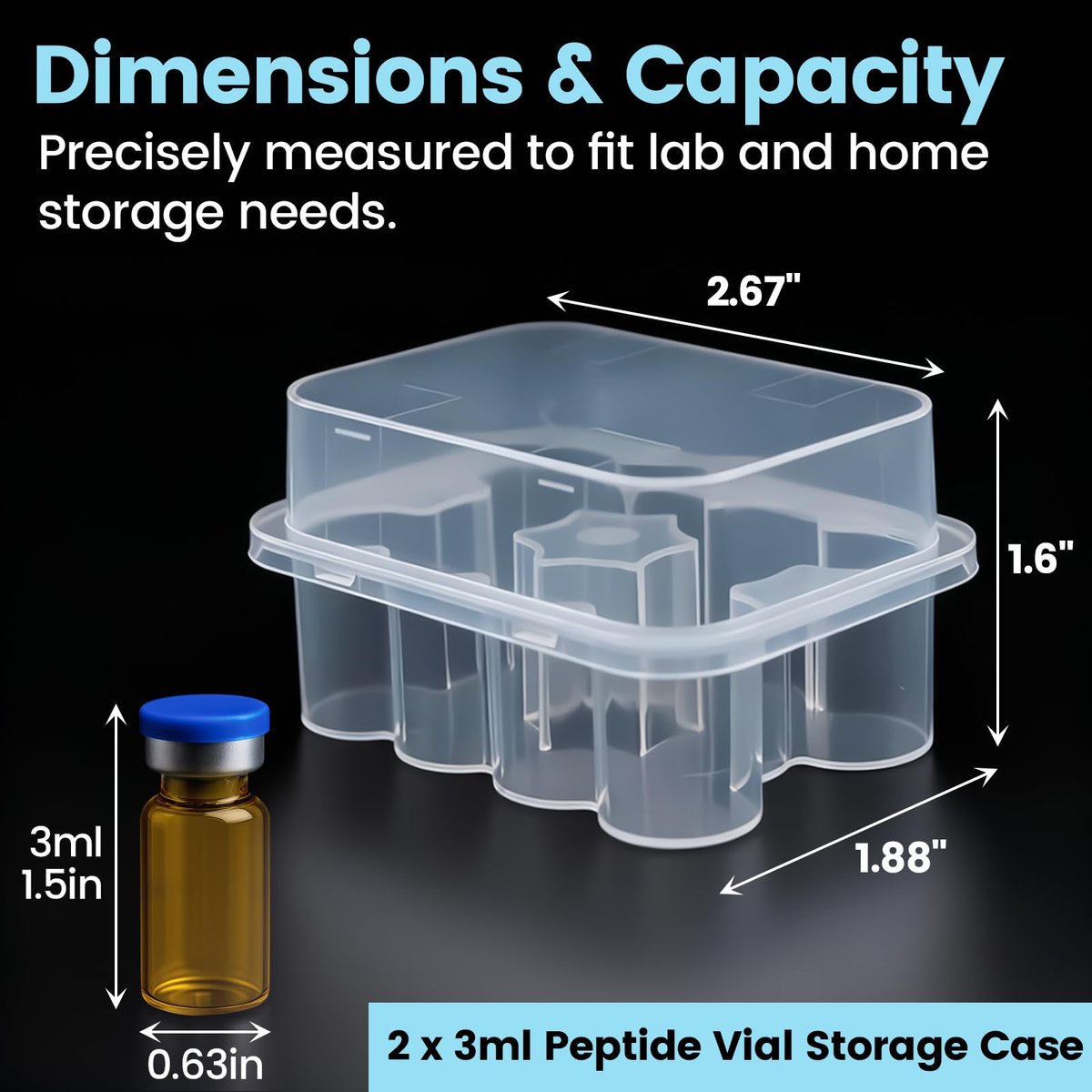 KBVASOTZ 2er-Pack 3ml Peptid-Vial-Organizer für Kühlschrank - 2x10 Fächer stapelbare Kunststoffbox, sichere Aufbewahrung für Insulin, Semaglutid, Diabetesbedarf