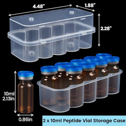 KBVASOTZ 2er-Pack 10-mL-Fläschchen-Organizer für Kühlschrank - 2x10 Fächer stapelbare Kunststoff-Aufbewahrungsbox, kühlschrank- und gefrierschrankgeeignet für Insulin, Peptide, Semaglutid & Diabetesbedarf