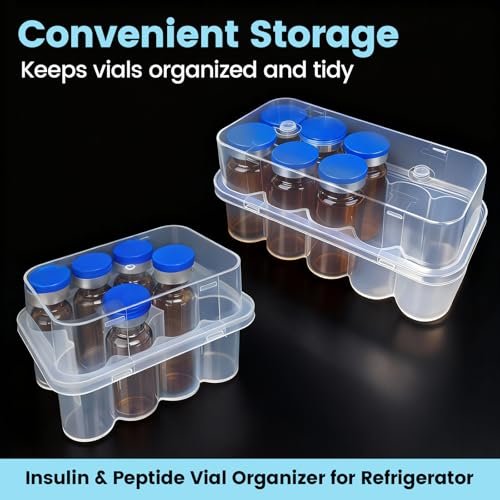 KBVASOTZ 20-Fach Kühlschrank-Organizer für 3ml & 10ml Vials | Stapelbare Peptid- & Insulin-Aufbewahrung für Kühlschrank/Gefrierschrank | Sicherer Vial-Halter für Diabetespflege, Medikamente, Semaglutid