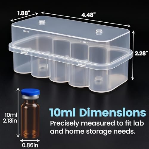 KBVASOTZ 20-Fach Kühlschrank-Organizer für 3ml & 10ml Vials | Stapelbare Peptid- & Insulin-Aufbewahrung für Kühlschrank/Gefrierschrank | Sicherer Vial-Halter für Diabetespflege, Medikamente, Semaglutid