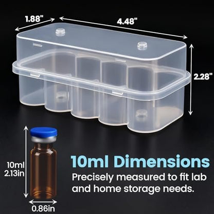 KBVASOTZ 20-Fach Kühlschrank-Organizer für 3ml & 10ml Vials | Stapelbare Peptid- & Insulin-Aufbewahrung für Kühlschrank/Gefrierschrank | Sicherer Vial-Halter für Diabetespflege, Medikamente, Semaglutid