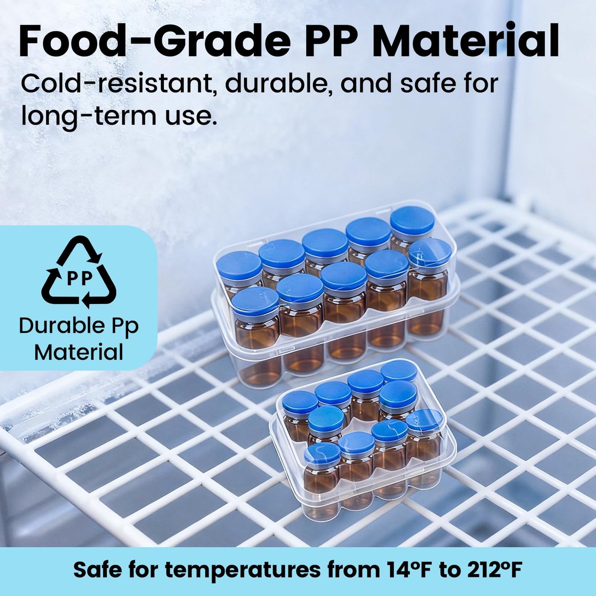KBVASOTZ 20-Fach Kühlschrank-Organizer für 3ml & 10ml Vials | Stapelbare Peptid- & Insulin-Aufbewahrung für Kühlschrank/Gefrierschrank | Sicherer Vial-Halter für Diabetespflege, Medikamente, Semaglutid