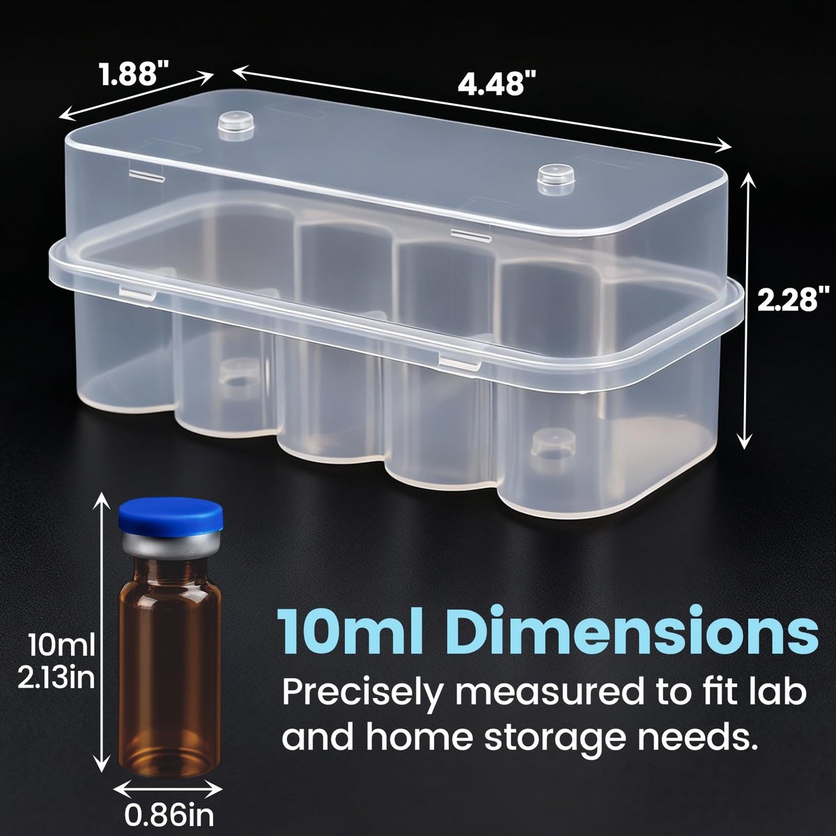 KBVASOTZ 20-Fach Kühlschrank-Organizer für 3ml & 10ml Vials | Stapelbare Peptid- & Insulin-Aufbewahrung für Kühlschrank/Gefrierschrank | Sicherer Vial-Halter für Diabetespflege, Medikamente, Semaglutid