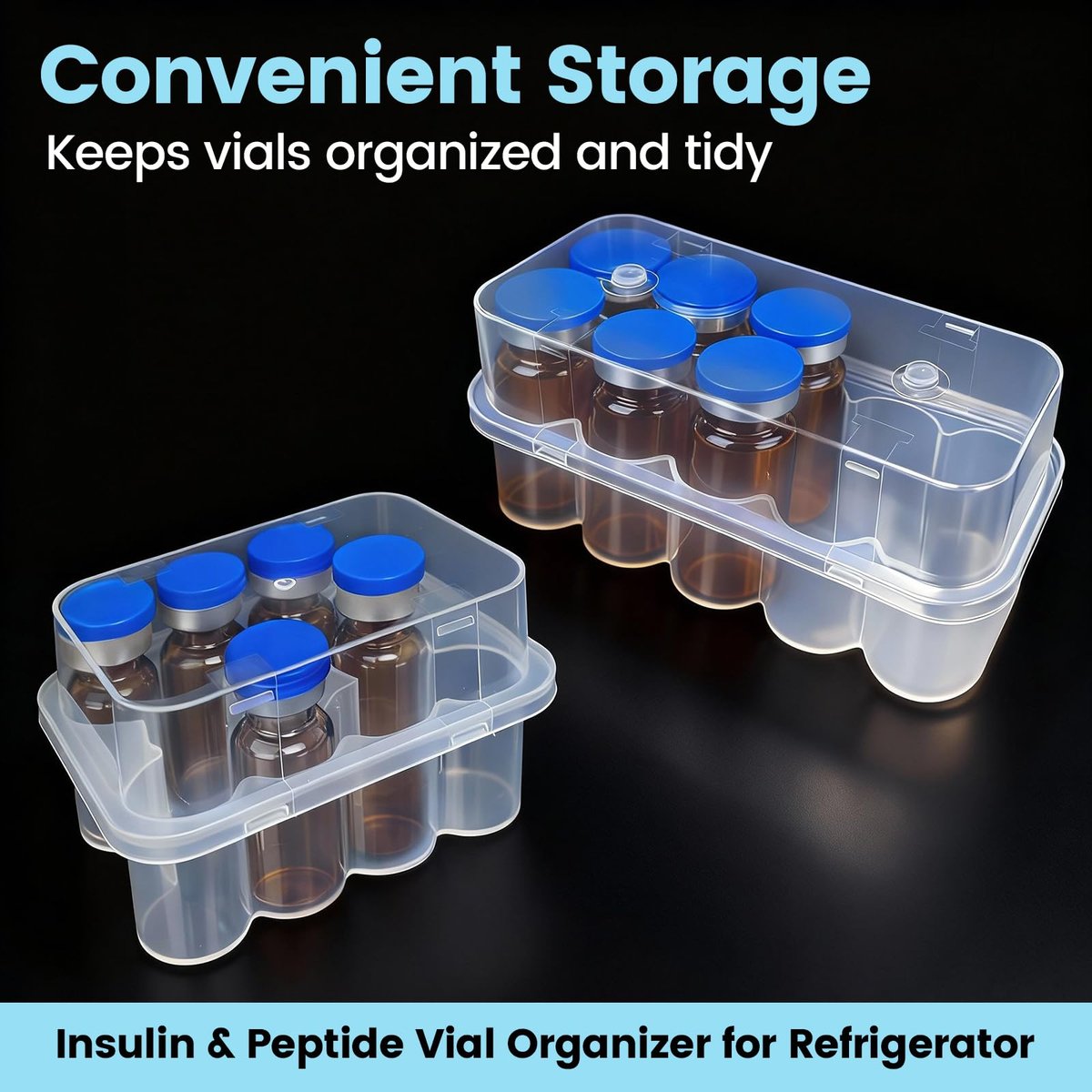 KBVASOTZ 20-Fach Kühlschrank-Organizer für 3ml & 10ml Vials | Stapelbare Peptid- & Insulin-Aufbewahrung für Kühlschrank/Gefrierschrank | Sicherer Vial-Halter für Diabetespflege, Medikamente, Semaglutid