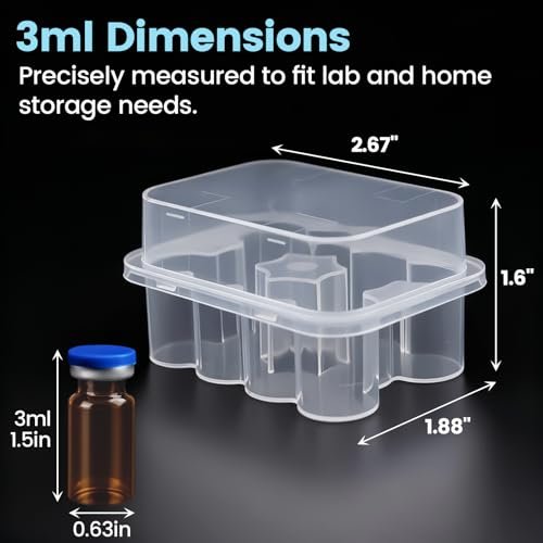 KBVASOTZ 20-Fach Kühlschrank-Organizer für 3ml & 10ml Vials | Stapelbare Peptid- & Insulin-Aufbewahrung für Kühlschrank/Gefrierschrank | Sicherer Vial-Halter für Diabetespflege, Medikamente, Semaglutid
