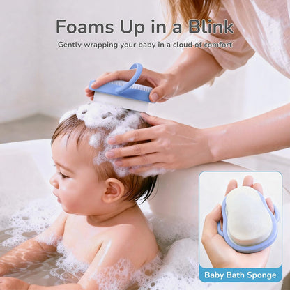 Wishbird 3-in-1 Baby Cradle Cap Pflegeset – Sanfte Bürste, gebogener Kamm & Badeschwamm | BPA-freie Behandlung für Neugeborene & Säuglinge zur Kopfhautmassage & Entfernung von trockenen Schuppen, Hellblau