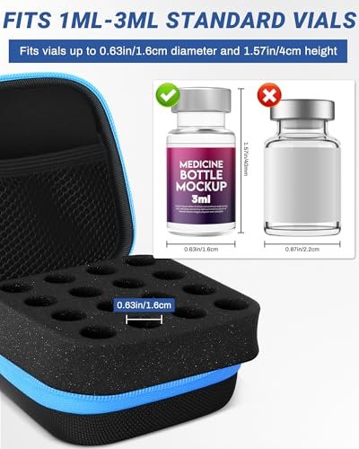 Avomosk 16 Slots 3ml Peptide Case – Insulin Vial Halter für Kühlschrank & Reise – Aufbewahrung für 1ml/3ml Standard-Vials – Diabetiker Zubehör (nur Etui)