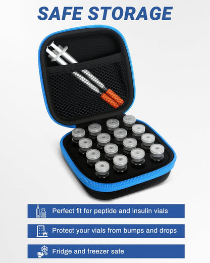Avomosk 16 Slots 3ml Peptide Case – Insulin Vial Halter für Kühlschrank & Reise – Aufbewahrung für 1ml/3ml Standard-Vials – Diabetiker Zubehör (nur Etui)