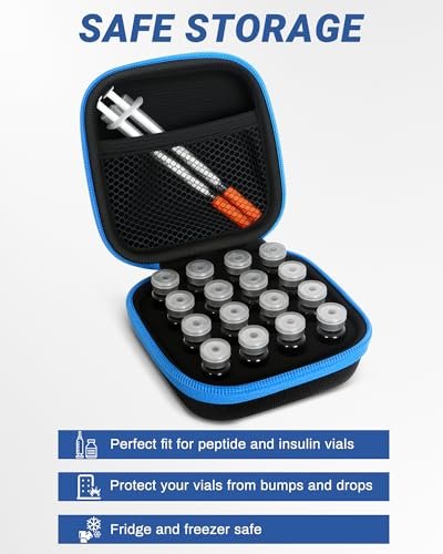 Avomosk 16 Slots 3ml Peptide Case – Insulin Vial Halter für Kühlschrank & Reise – Aufbewahrung für 1ml/3ml Standard-Vials – Diabetiker Zubehör (nur Etui)