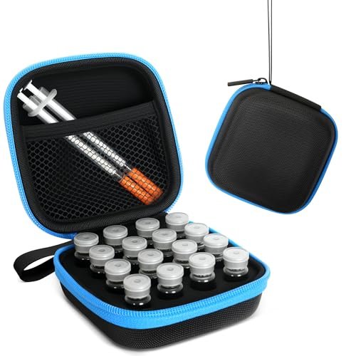 Avomosk 16 Slots 3ml Peptide Case – Insulin Vial Halter für Kühlschrank & Reise – Aufbewahrung für 1ml/3ml Standard-Vials – Diabetiker Zubehör (nur Etui)
