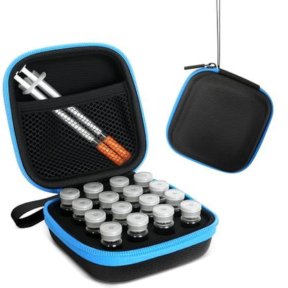 Avomosk 16 Slots 3ml Peptide Case – Insulin Vial Halter für Kühlschrank & Reise – Aufbewahrung für 1ml/3ml Standard-Vials – Diabetiker Zubehör (nur Etui)