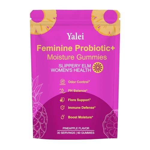 Yalei Slippery Kitty Gummies – Saftige, feminine Probiotika-Gummis für pH-Gleichgewicht und Verdauungsgesundheit mit Ulme – 60 Stück, Ananasgeschmack