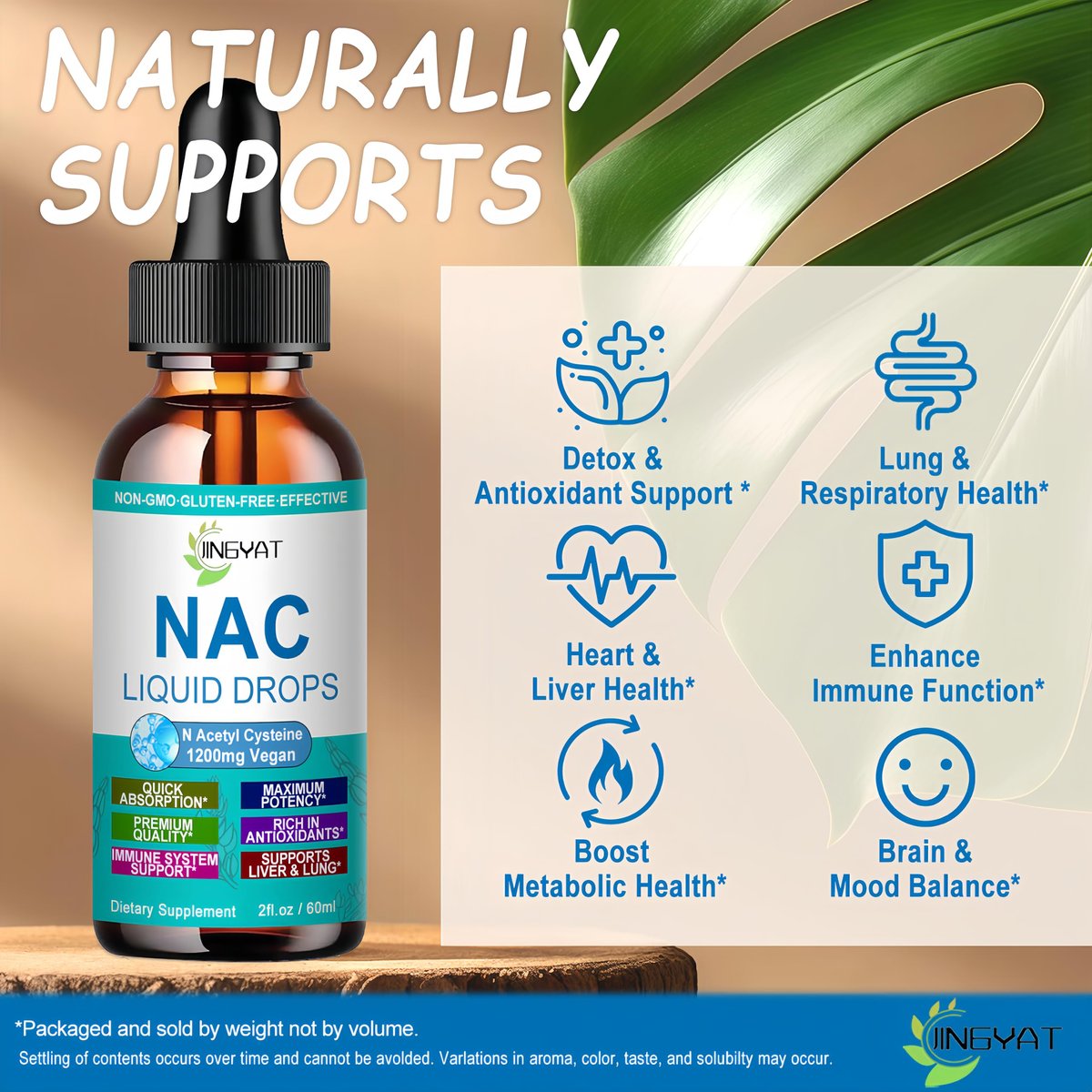 NAC Nahrungsergänzung N-Acetyl Cystein | Hochdosierte NAC 1200 mg Flüssigtropfen für Atemwege, Leber & Nieren Detox, Immununterstützung & Antioxidantien | Vegan | Non-GMO | Glutenfrei | Schnell wirkende Formel