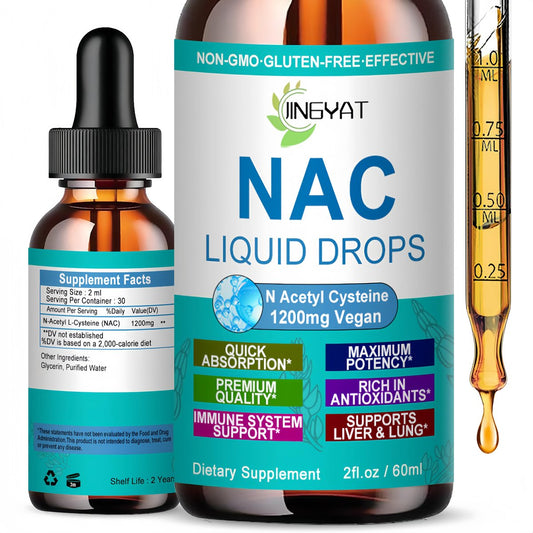 NAC Nahrungsergänzung N-Acetyl Cystein | Hochdosierte NAC 1200 mg Flüssigtropfen für Atemwege, Leber & Nieren Detox, Immununterstützung & Antioxidantien | Vegan | Non-GMO | Glutenfrei | Schnell wirkende Formel