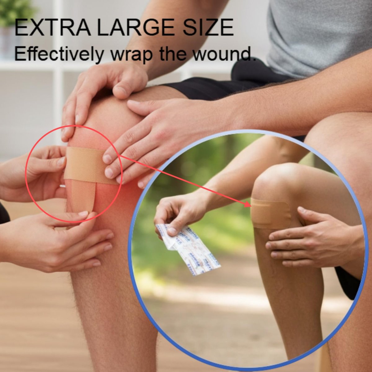 Geiserailie 24 Stück Extra Große Flexible Haftverbände 5 x 3 Zoll Sterile Stoffpflaster mit nicht haftendem Pad, latexfrei, schmerzfreies Entfernen für Wundversorgung und Erste Hilfe (Rechteck)