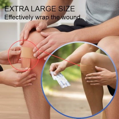 Geiserailie 24 Stück Extra Große Flexible Haftverbände 5 x 3 Zoll Sterile Stoffpflaster mit nicht haftendem Pad, latexfrei, schmerzfreies Entfernen für Wundversorgung und Erste Hilfe (Rechteck)