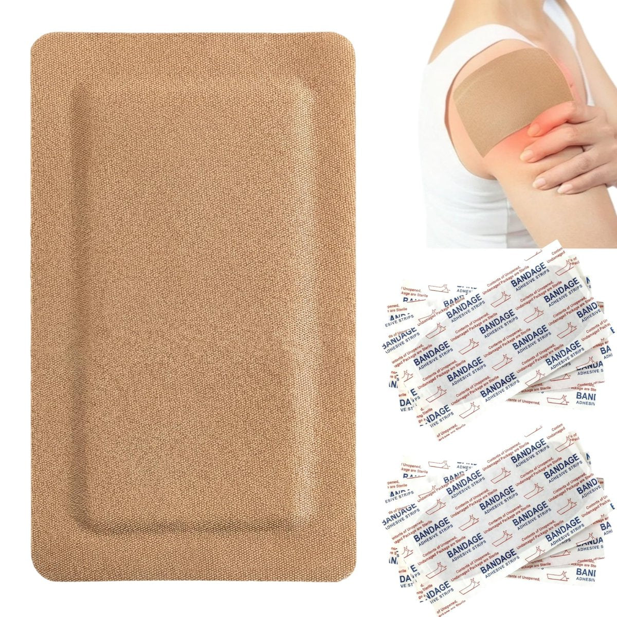 Geiserailie 24 Stück Extra Große Flexible Haftverbände 5 x 3 Zoll Sterile Stoffpflaster mit nicht haftendem Pad, latexfrei, schmerzfreies Entfernen für Wundversorgung und Erste Hilfe (Rechteck)