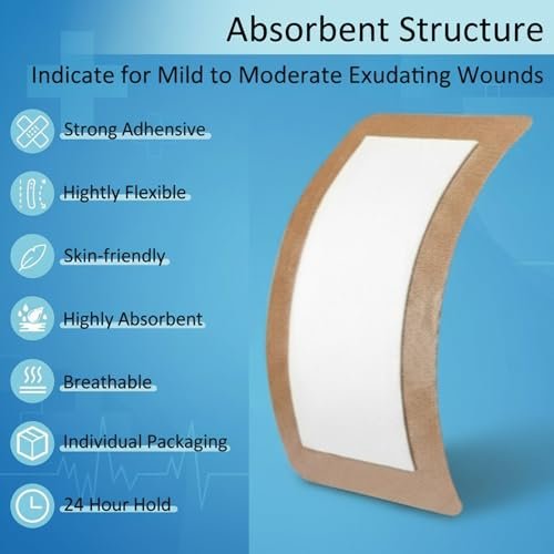 Geiserailie 24 Stück Extra Große Flexible Haftverbände 5 x 3 Zoll Sterile Stoffpflaster mit nicht haftendem Pad, latexfrei, schmerzfreies Entfernen für Wundversorgung und Erste Hilfe (Rechteck)