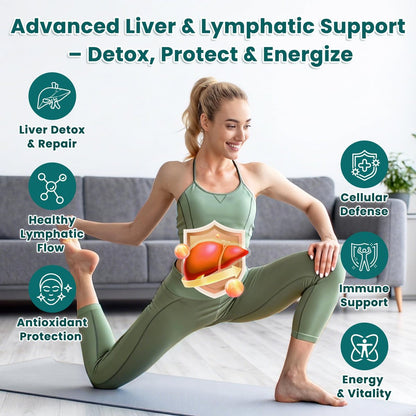 Liposomale Lymphdrainage-Tropfen, Leberreinigung & Entgiftung flüssig mit Mariendistel, Löwenzahn, Klettenwurzel & Echinacea - Lymph- & Leber-Detox, Antioxidans, natürlicher Geschmack 60 ml