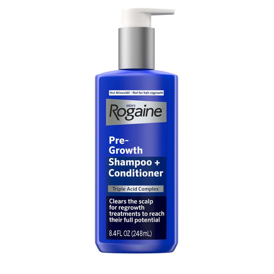 Rogaine Men's Pre-Growth 2-in-1 Shampoo + Conditioner mit Triple Acid Complex, Kopfhaut-reinigendes Shampoo entfernt Ablagerungen zur Maximierung der Haarregenerationsbehandlungen, kein Minoxidil, 250 ml