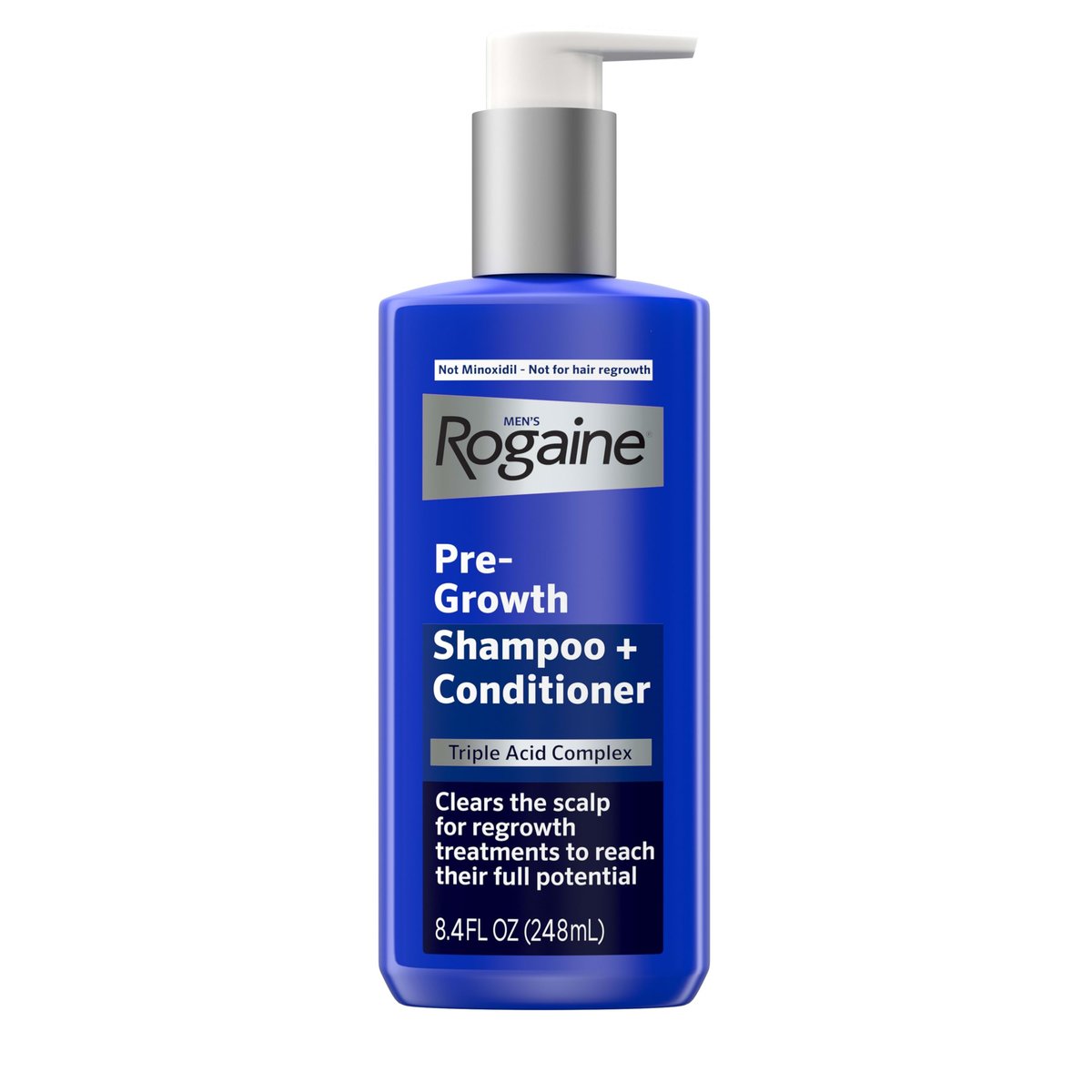 Rogaine Men's Pre-Growth 2-in-1 Shampoo + Conditioner mit Triple Acid Complex, Kopfhaut-reinigendes Shampoo entfernt Ablagerungen zur Maximierung der Haarregenerationsbehandlungen, kein Minoxidil, 250 ml